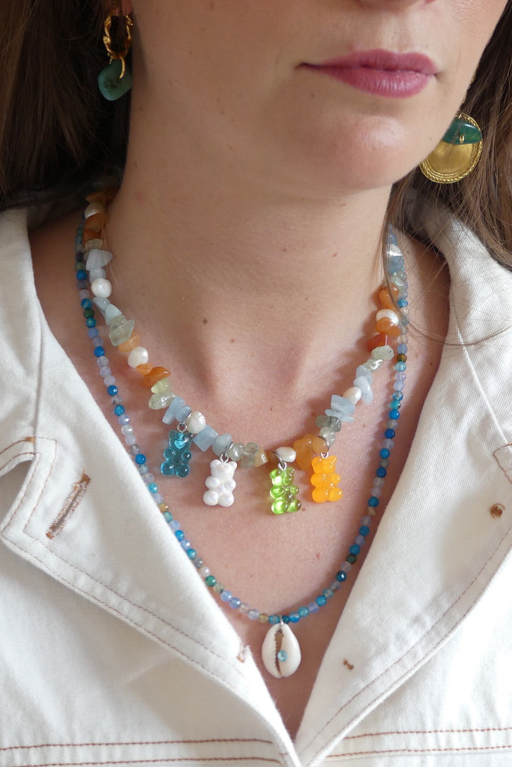 Collier de perles upcyclées coquillage Alain
