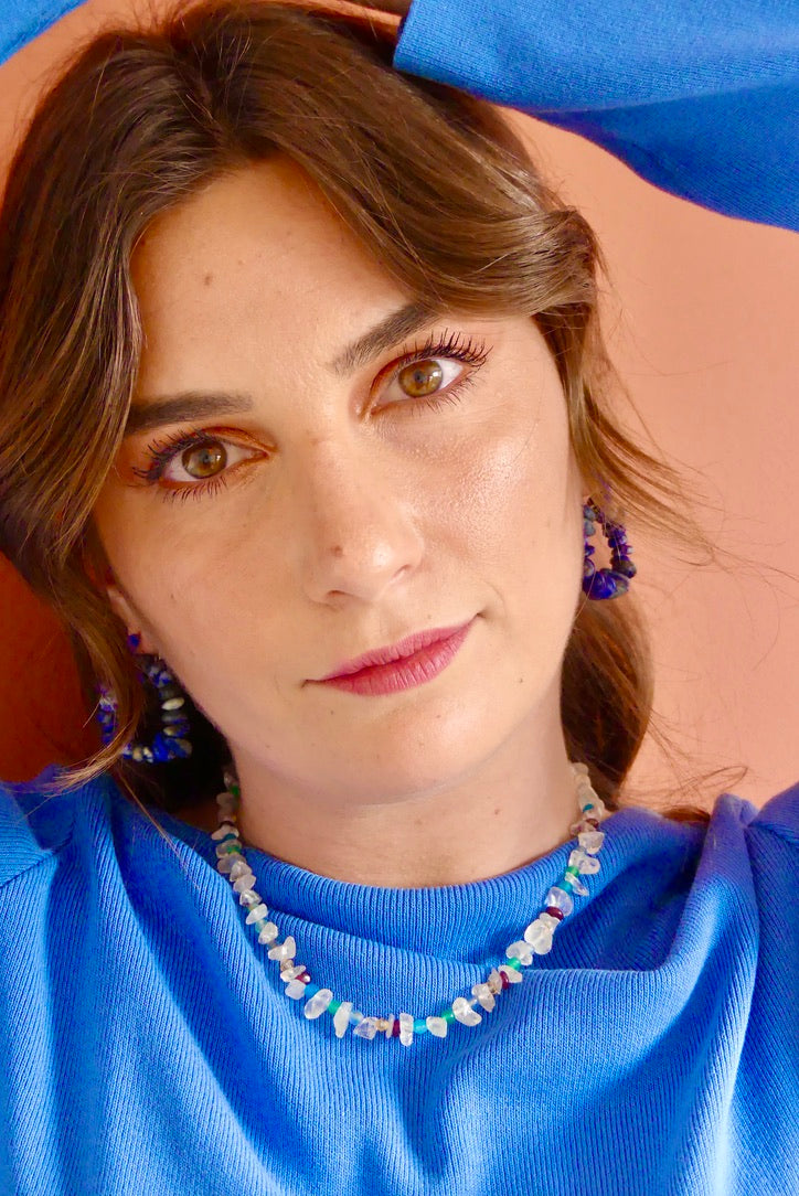 Boucles d'oreilles upcyclées Claudia - Lapiz Lazuli