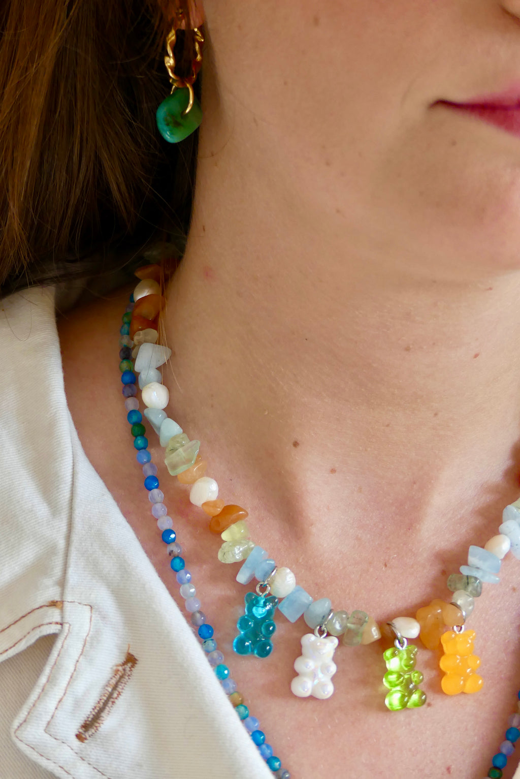 Collier de perles oursons upcyclées Iris