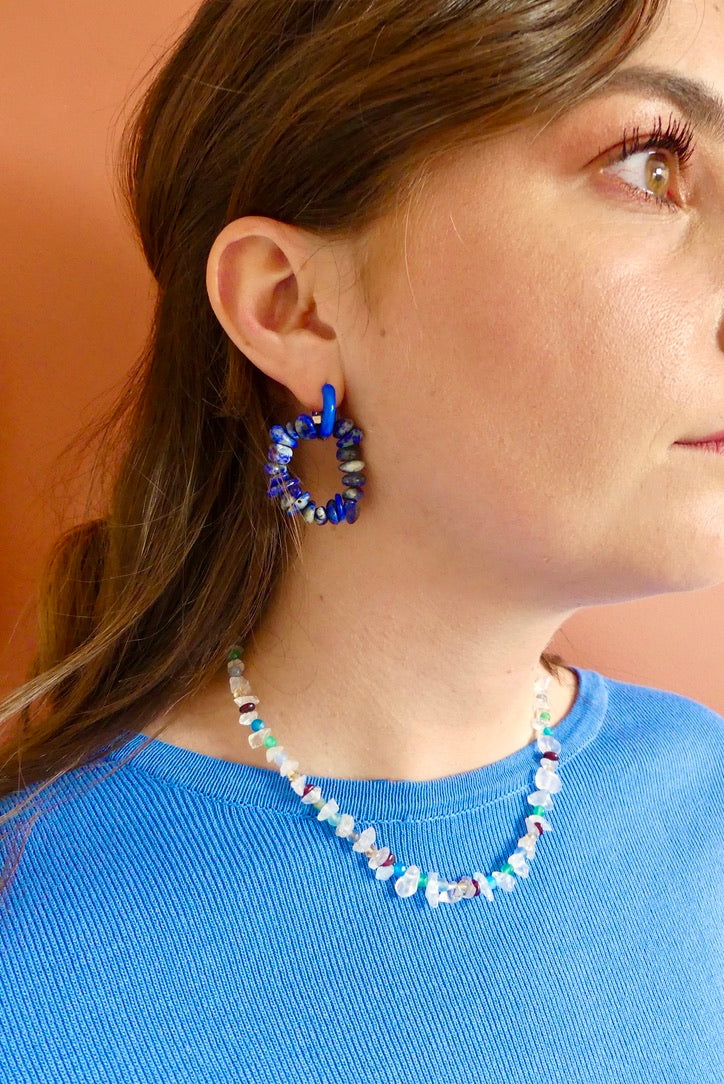 Boucles d'oreilles upcyclées Claudia - Lapiz Lazuli