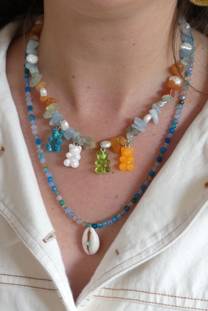 Collier de perles upcyclées coquillage Alain