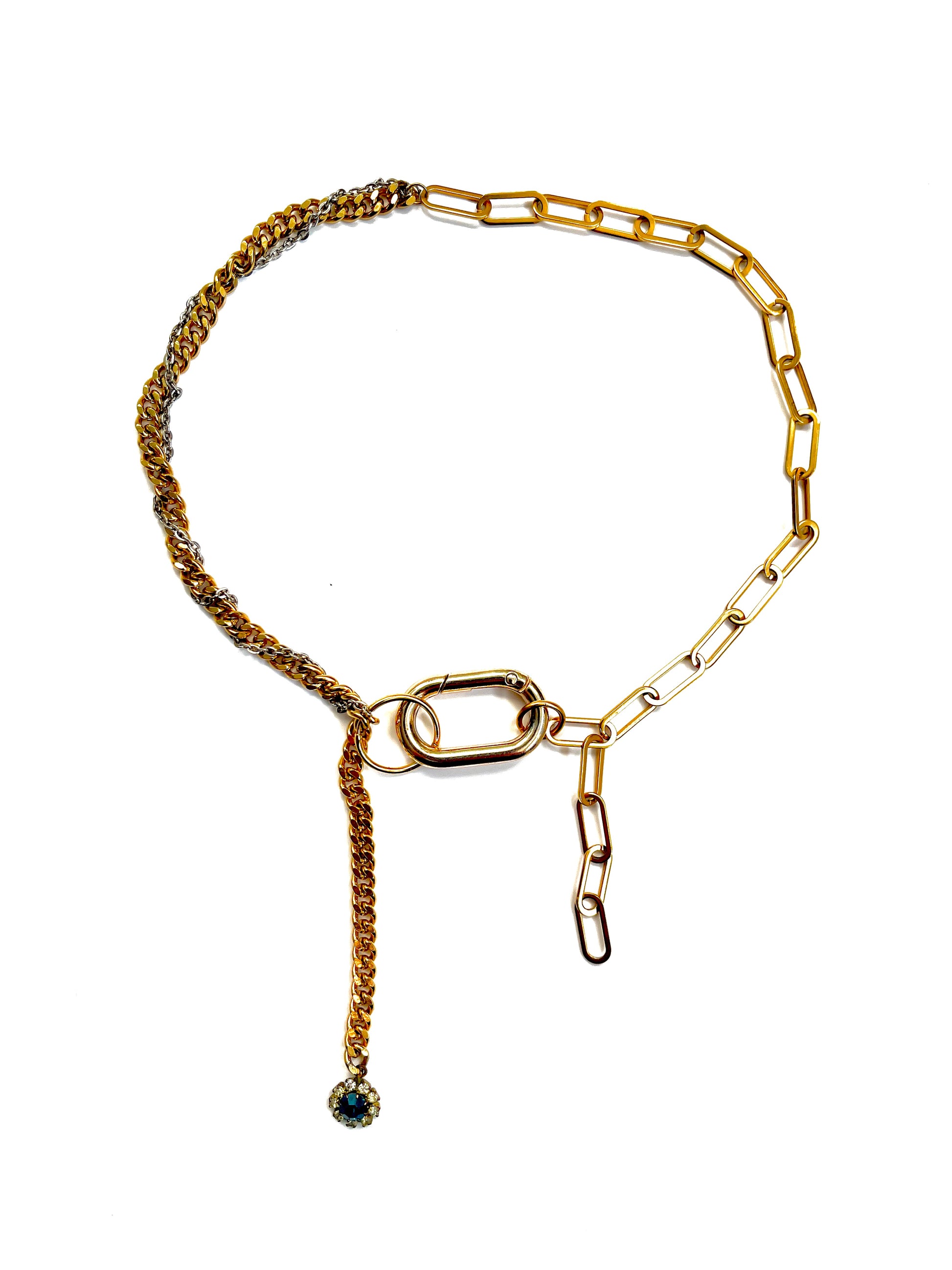 Collier upcyclé gold blue