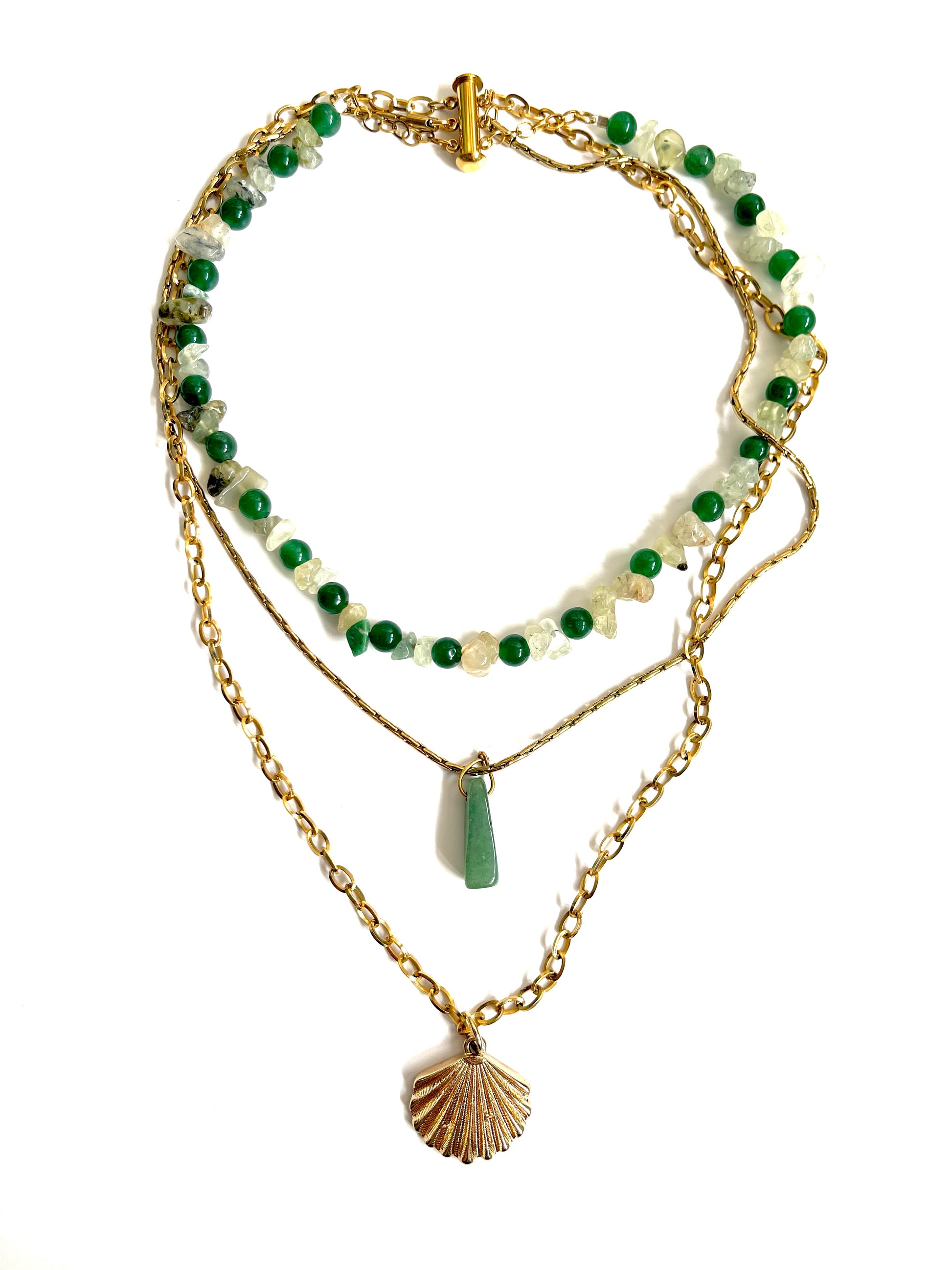 Collier de perles upcyclées green shell
